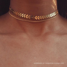 Termame Fashion Fishbone Chain, novo colar de lantejoulas de lantejoulas